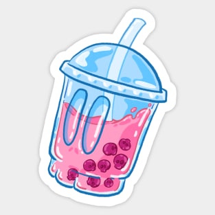 Cute Boba Skull Tea in Pink - Sweet Death Desserts Sticker